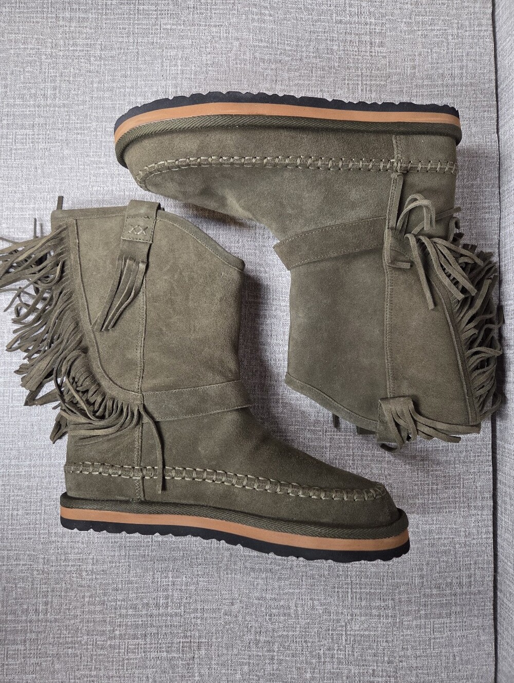 Free People NEW Faye Fringe Pull-On Boots Olive Green Suede Women's 9 $198 - Picture 7 of 11